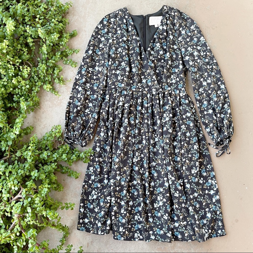 Gal Meets Glam Hope Satinique Floral Midi Dress